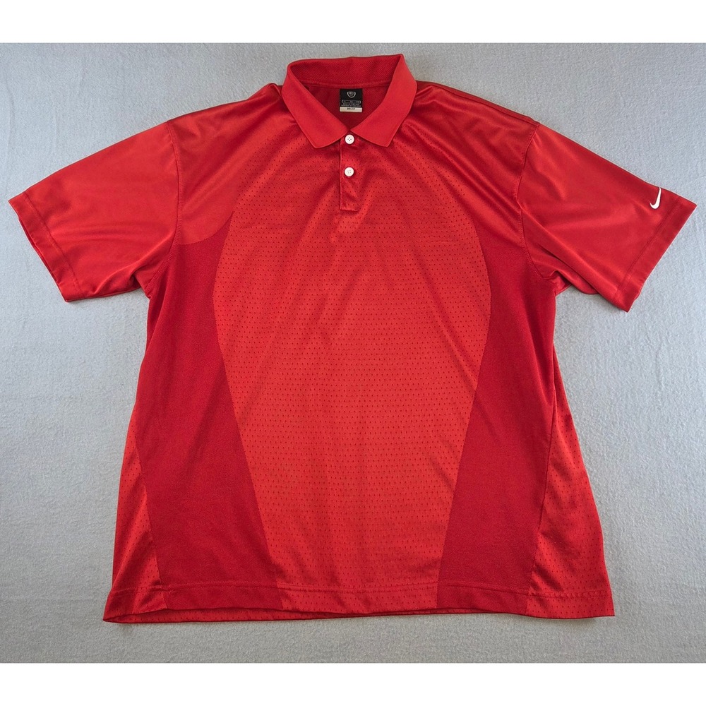 Nike Golf Dri-Fit Polo Shirt XL Red Mesh Ventilated Performance Y2K 2002 Retro